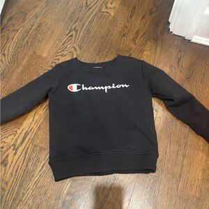 Champion Black Sweatshirt with White Script and Red Accent